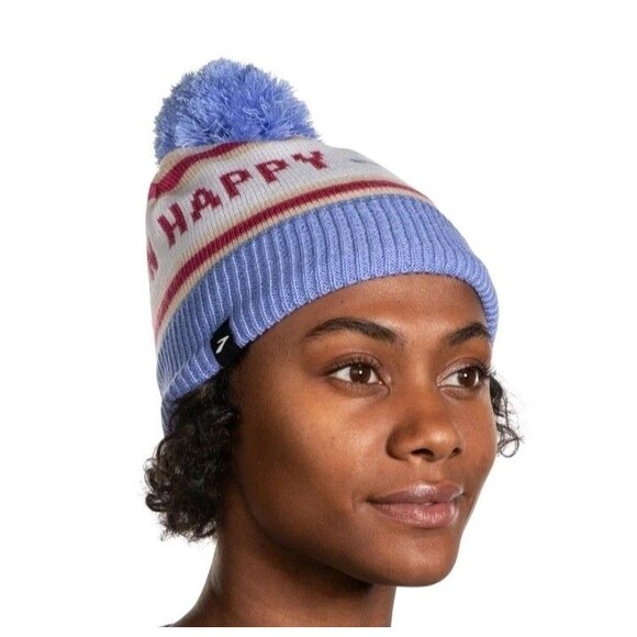 BROOKS HERITAGE NWT Retro Pom Run Happy Logo Cozy Knit Running Outdoor Beanie - Picture 6 of 6